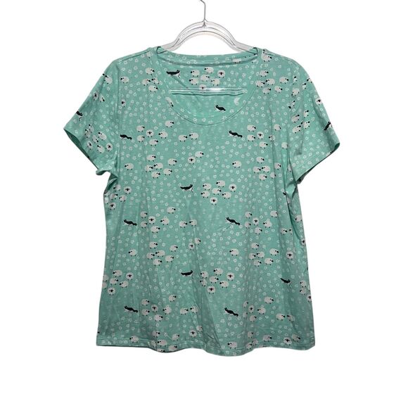 Sleep Sense Sheep Pajama Set M Top S Bottom Cotton Spandex Stretch Lounge Pocket - Picture 2 of 8